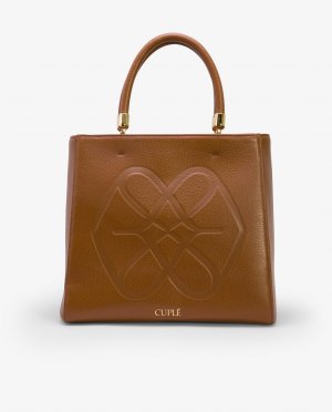 Большая сумка с большим логотипом и застежкой-молнией Cuplé, коричневый CUPLE