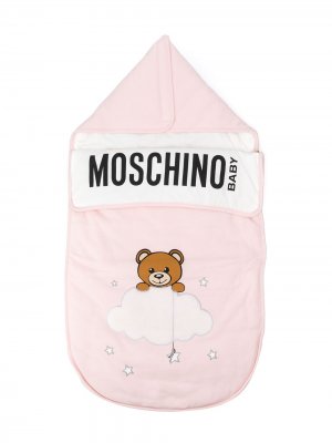 Спальный мешок с логотипом Teddy Bear и боковой молнией Moschino Kids. Цвет: розовый