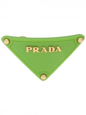 Заколка для волос с металлическим логотипом Prada. Цвет: зеленый
