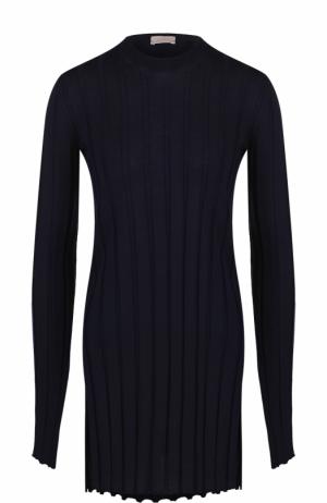 Удлиненный шерстяной пуловер фактурной вязки MRZ. Цвет: темно-синий