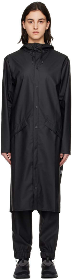 Черное длинное пальто RAINS