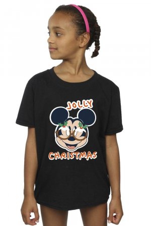Хлопковая футболка с Микки Маусом «Веселые рождественские очки» , черный Disney