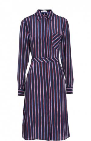 Шелковое приталенное платье-рубашка в контрастную полоску Altuzarra. Цвет: синий
