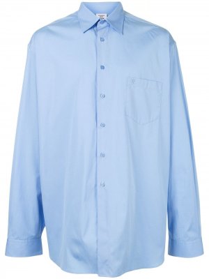 Рубашка с длинными рукавами и логотипом Vetements. Цвет: синий