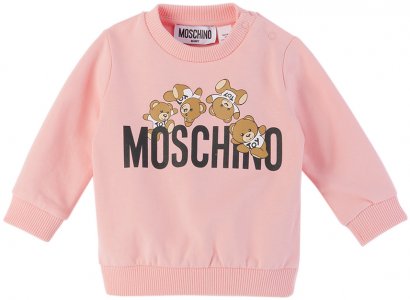 Детский розовый плюшевый свитшот Тедди Moschino