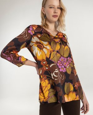 Женская блузка с цветочным принтом и французским рукавом , мультиколор Naulover