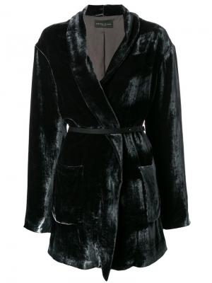 Бархатное пальто с поясом Fabiana Filippi. Цвет: синий