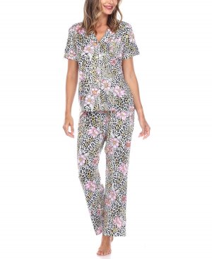 Женские брюки с короткими рукавами, тропический пижамный комплект, 2 предмета White Mark