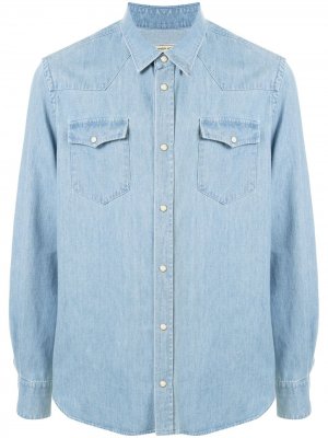 Джинсовая рубашка в стиле вестерн Maison Kitsuné. Цвет: синий