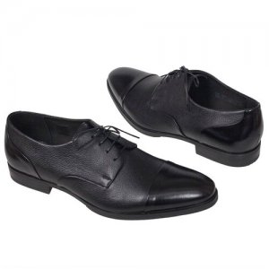 Кожаные мужские туфли черного цвета C-5087-ZJ83-00P09 czarny Conhpol. Цвет: черный