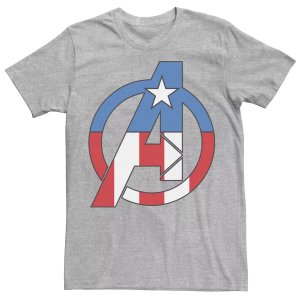 Мужская футболка с логотипом и костюмом Капитана Америки «Марвел Мстители» Licensed Character
