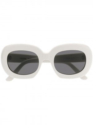 Солнцезащитные очки унисекс в круглой оправе Celine Eyewear. Цвет: белый