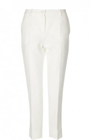 Прямые брюки со стрелками и фактурной отделкой Dolce & Gabbana. Цвет: белый