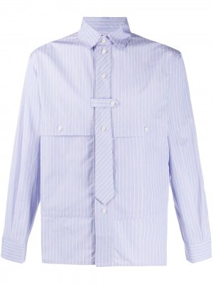 Полосатая рубашка со вставками GR-Uniforma. Цвет: синий