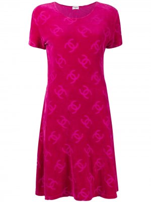 Платье-футболка с принтом CC 1996-х годов Chanel Pre-Owned. Цвет: розовый