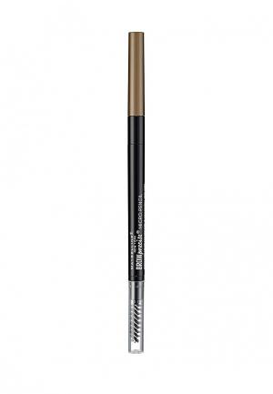 Карандаш для бровей Maybelline New York Brow Precise Micro Pencil, + щеточка, оттенок 3 Коричневый. Цвет: коричневый