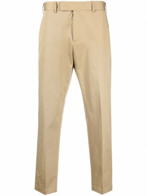 Прямые брюки чинос с подвеской-пером PT TORINO. Цвет: бежевый