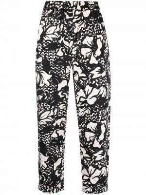 Укороченные брюки прямого кроя с цветочным принтом Tela. Цвет: черный
