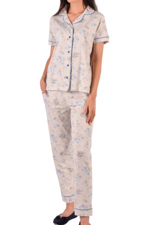 Женский пижамный комплект с короткими рукавами и пуговицами из хлопка лайкры NICOLETTA