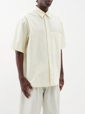 Рубашка оверсайз с короткими рукавами из хлопкового поплина , бежевый Jil Sander