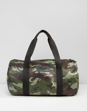 Стеганая сумка с камуфляжным принтом цвета хаки Heist. Цвет: зеленый