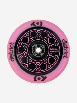 Колесо Zodiac 110 мм с подшипниками ABEC-9 для трюковых самокатов, Розовый District. Цвет: розовый