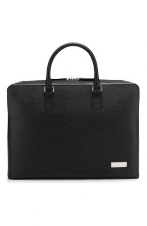 Кожаный портфель Berna с плечевым ремнем Bally. Цвет: черный