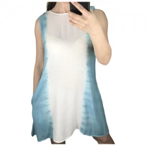 Платье размер 44-46 (M) / Индия Tie&Dye (Тай-Дай) - неповторимый узор на каждом изделии Сарафан летний пляжный Laguna Cotton. Цвет: голубой/белый
