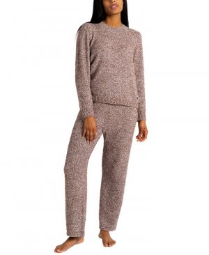 Женский комплект одежды для дома и сна из уютного топа с длинными рукавами Тедди широких брюк BEARPAW, коричневый Bearpaw