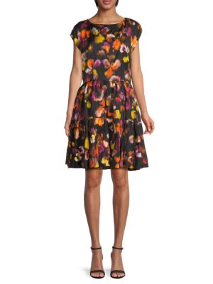Абстрактное многоярусное мини-платье , цвет Black Multi Jason Wu