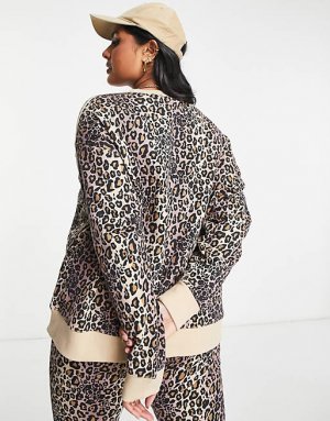 Коричневый свитер с леопардовым принтом adidas Originals Plus