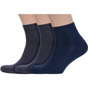 Носки, 3 пары, размер 25-27, серый, синий RuSocks. Цвет: синий/серый