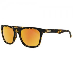 Очки солнцезащитные (унисекс, оправа коричнево-оранжевый камуфляж из поликарбоната, линзы зеркальные оранжевого цвета, дужка мешочек для хранения) - OB35-07 Zippo. Цвет: коричневый