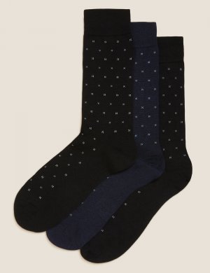 3 пары носков из мериносовой шерсти в горошек , серый микс Marks & Spencer