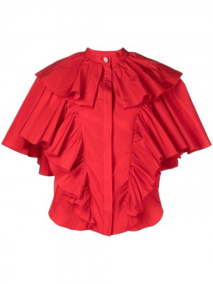 Блузка из тафты с оборками Giambattista Valli. Цвет: красный
