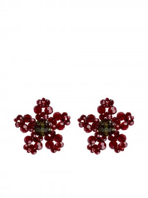 Серьги-гвоздики с кристаллами Simone Rocha. Цвет: красный