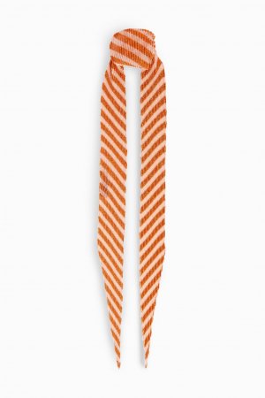 Полосатый шарф металлизированной вязки крючком MISSONI, оранжевый Missoni