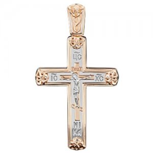 Крест из комбинированного золота Платина