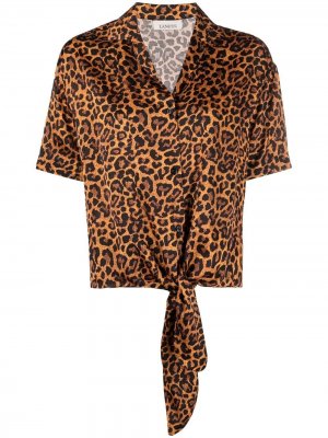Рубашка с леопардовым принтом и завязками Laneus. Цвет: var1 orange