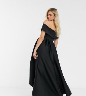 Черное платье мидакси для выпускного со спущенными плечами и ассиметричным подолом -Черный True Violet Maternity