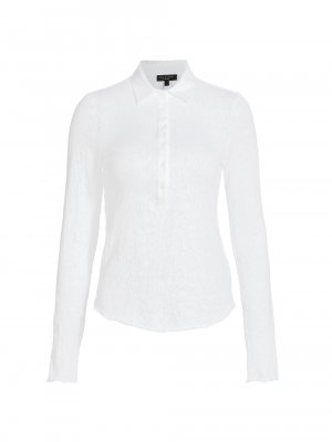 Жаккардовая футболка-поло Gemma с длинными рукавами , белый rag & bone