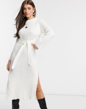 Белое платье-водолазка макси Unique21-Белый UNIQUE21
