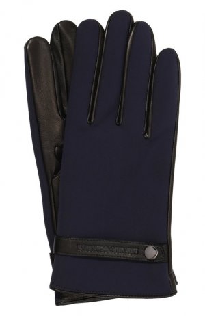Комбинированные перчатки Emporio Armani. Цвет: синий