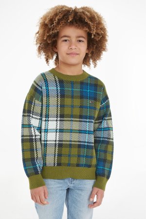 Зеленый детский клетчатый свитер , Tommy Hilfiger