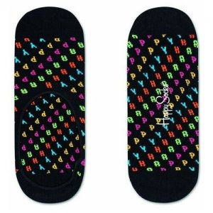Носки-следки унисекс Happy Liner Sock с цветными надписями / черный 25 socks. Цвет: черный