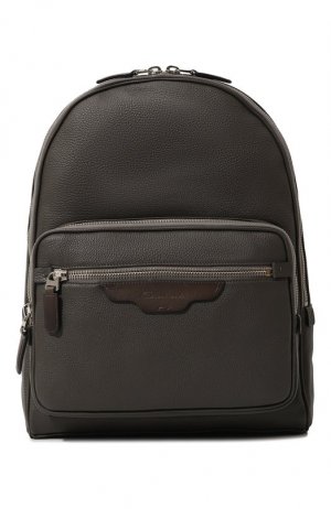 Кожаный рюкзак Santoni. Цвет: серый