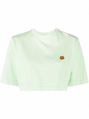Tiger patch cropped T-shirt Kenzo. Цвет: зеленый
