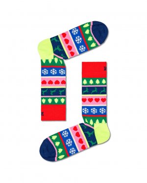 Рождественские женские короткие носки с принтом , разноцветные Happy Socks