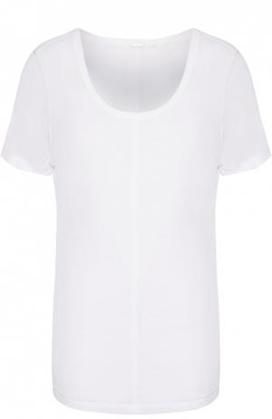 Удлиненная футболка прямого кроя с круглым вырезом Elie Tahari. Цвет: белый