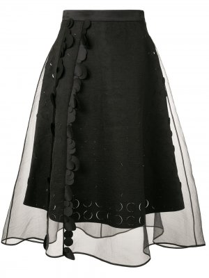 Расклешенная юбка с прозрачной вставкой Paskal. Цвет: черный